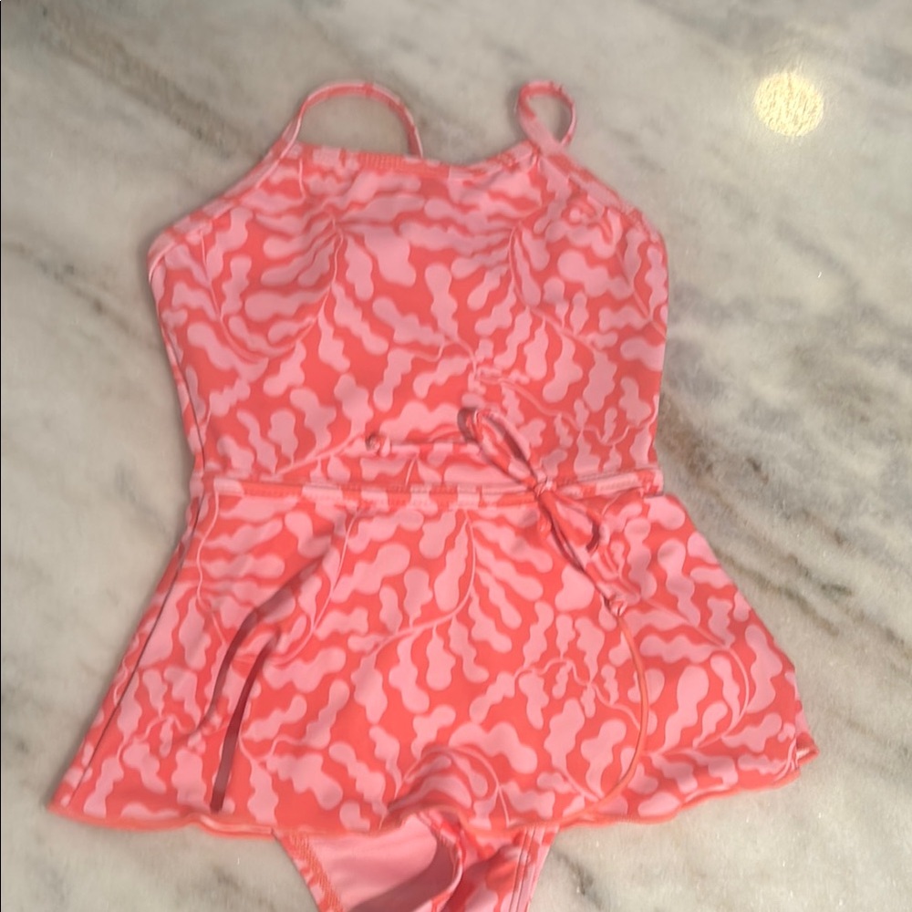 FA Coral and White Swimsuit
